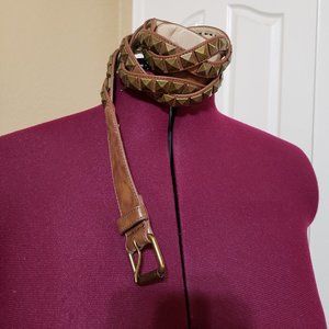 Faux Leather Studded Braided Belt